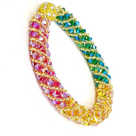 Multi Color Fall Crystal Bracelet Beaded Bracelet - Picture 1 of 11